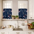 thumbnail image 4 of Kitchen Window Curtains Valance and Tier Set, Abstract Geometric on Navy Blue Rod Pocket Tier Curtain Valance Set, Color Block Minimalist Style Light Filtering Cafe Curtains for Bedroom Living Room, 4 of 9