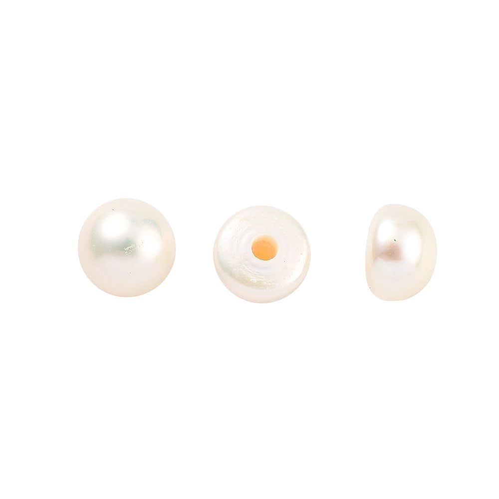 Grade 6A Natural Cultured Freshwater Pearl Beads Half Drilled Half Round Beads White 4.5~5x3.5mm Hole: 1mm diy