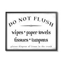 Stupell Industries Don't Flush Disposable Garbage Items Bathroom Sign Black Framed by Daphne Polselli