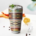 thumbnail image 3 of 30oz Ethnic Geometric Striped Pattern Tumblers Stainless Steel Tumbler with Lid and Straw,Vacuum Insulated Double Wall Travel Tumbler Cups Mug with Cleaning Brush for Coffee,Tea, 3 of 7