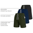 thumbnail image 5 of NY Threads 3 Pack Men's Athletic Shorts Quick Dry Lightweight Workout Running Gym Shorts with Pockets, XX-Large, Black/Dark Grey/Red, 5 of 7