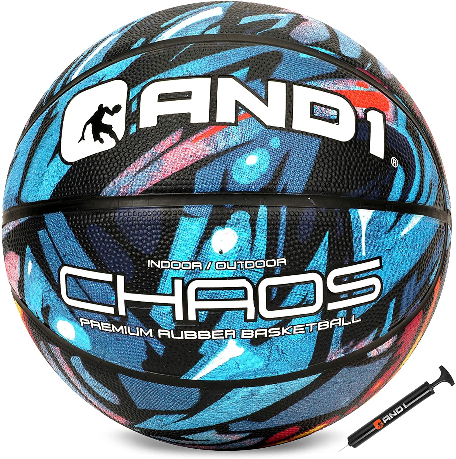 Official Regulation Size,... AND1 Chaos Rubber Basketball & Pump Game Ready 
