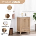 thumbnail image 3 of Pemberly Row 24" Single Sink Bath Vanity - Brown with Drop - Ceramic Basin, 3 of 16