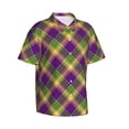 thumbnail image 2 of Bixox Men's Hawaiian Shirts Men's Mardi Gras Plaid Print Short-Sleeve Shirt-3X-Large, 2 of 8