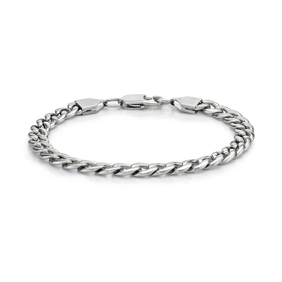 Men's Curb Chain Bracelet Stainless Steel Durable 9.5 Inches Lobster Claw by Lavari Jewelers