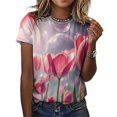 thumbnail image 3 of Tulip T-Shirts Casual T-Shirt Short Sleeve Women Trendy Tshirt Beach Custom Tops, 3 of 5