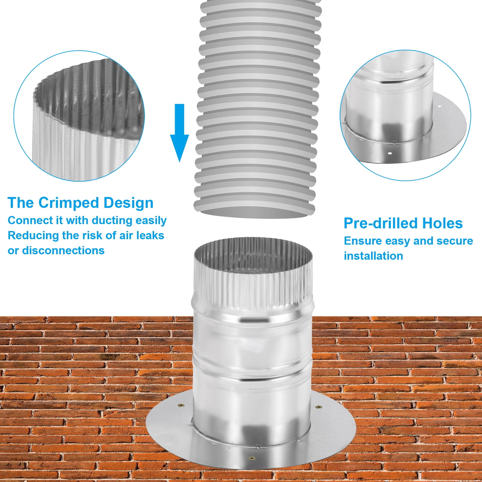 Uxcell 2 Pcs 4 Inch Galvanized Steel Round Duct Collar Duct Connector Flange Pipe Collar