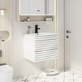 thumbnail image 2 of 24" Wall Mounted Bathroom Vanity Sink Combo with Ceramic Top, White Wood Tune Farmhouse Floating Cabinet, 2 of 12