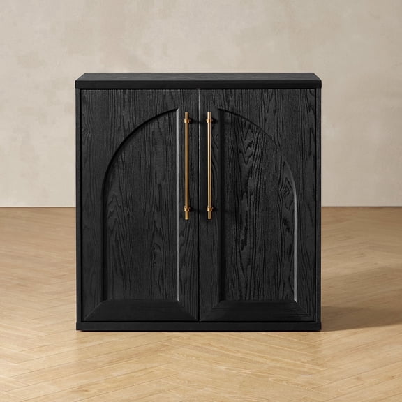Mopio Blake Storage Cabinet, Sideboard Buffet Cabinet with Storage, Small Modular Accent Display Cabinet, Kitchen Coffee Bar Pantry Cabinet, Media Console Credenza for Living Room (Arched, Black)