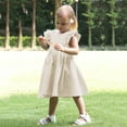 thumbnail image 4 of MJTBGFSWG Dresses for Girl Kids Girls Toddler Soild Cotton Linen Ruffle Halter Boeknot Sleeveless Princess Dresses, 4 of 7