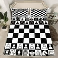 thumbnail image 3 of Castle Fairy International Chess 3pcs Twin Sheet Sets,Geometric Plaid Twin Fitted Sheet,Black White Breathable Flat Sheet,Ultra Soft International Chess Home Decor, 3 of 7