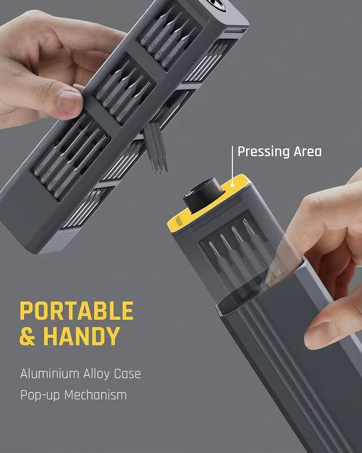 E1 Max 3.7v Mini Electric Screwdriver - 44-in-1 Magnetic Bits Set with Pop-Up Storage Box,3 Torque Settings with Joint-Friendly Control for Repairing Phones,Cameras etc