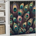 thumbnail image 6 of GOSMITH Durable and Washable Waterproof Abstract Peacock Animal Feather Shower Curtain White, 6 of 7