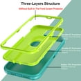 thumbnail image 5 of Xhy iPhone 13 Mini Case + Screen Protectors + Camera Lens Protector, Heavy Duty Hard Shockproof Armor Protector Case (Green+Yellow), 5 of 7
