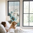thumbnail image 2 of Teal Tulip Butterfly Window Privacy Film, Beige Turquoise Floral Farmhouse Blue Static Cling UV Sun Blocking Heat Control Window Tint Day and Night, Non-Adhesive One Way Privacy Cover 23.6''x59'', 2 of 7