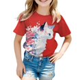 thumbnail image 3 of XIMIN Boys Girls Funny Cute Anime Cat Print Graphic T-Shirt Short Sleeve Crewneck Tee Shirt Causal Loose Active Tops Summer Clothes (4-5 Years, Red), 3 of 3