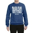 thumbnail image 2 of Wild Bobby Noah Was A Conspiracy Theorist Inspirational/Christian Unisex Crewneck Graphic Sweatshirt, Vintage Heather Blue, 3X-Large, 2 of 5