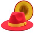 thumbnail image 1 of SAYOO Sombrero de lana de otoño neutro, sombrero de Fedora de doble cara de moda con cinta decorativa SAYOO moda, 1 of 3