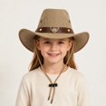 thumbnail image 4 of OOOUM Kids Woven Cowboy Hats Adjustable Chin Strap Outdoor Western Hats Boys Girls Western Straw Cowgirl Hat One Size, 4 of 5