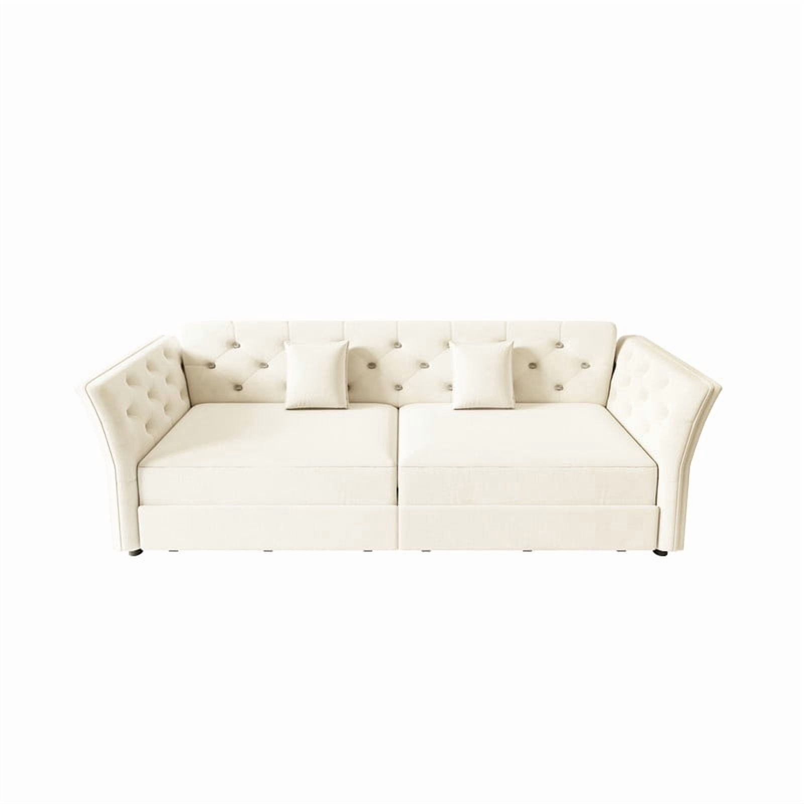 74.4"W Velvet Tufted 2-in-1 Pull Out Sofa Bed, Convertible Sleeper Sofa, Upholstered Large 3-Seater Loveseat Couch