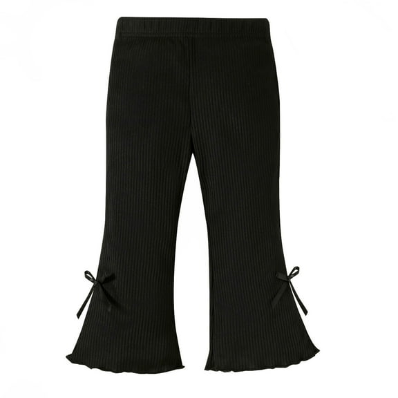 Zanarzt Baby Leggings Baby Girls Solid Color Pants Casual Versatile Fashionable Flared Pants Black,6-9 Months