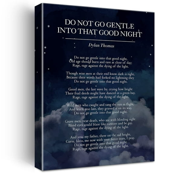 Do Not Go Gentle into That Good Night Print Canvas Wall Art Home Decor Classic Literature Painting Canvas Poster Framed Ready to Hang