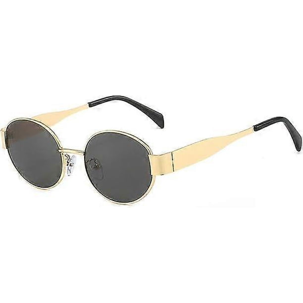 retro oval sunglasses women say,gold sunglasses women with glasses pouch,metal frame round ladies sunglasses,for driving,traveling
