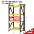 thumbnail image 4 of Welfiya 42"W Garage Shelving,4-Tier Heavy Duty Storage Shelves Unit with Adjustable Metal Shelf for Warehouse,Basement,Workshop,3400LBS,42"W x 20"D x 79"H,Black&Yellow, 4 of 9
