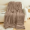 thumbnail image 5 of Beautynvta Fleece Blanket Super Soft Cozy Throw Blanket, 47.24''x39.37'', Lightweight Comfy Textured Flannel Throw Blanket for Couch, Sofa, Bed, Brown, 5 of 6