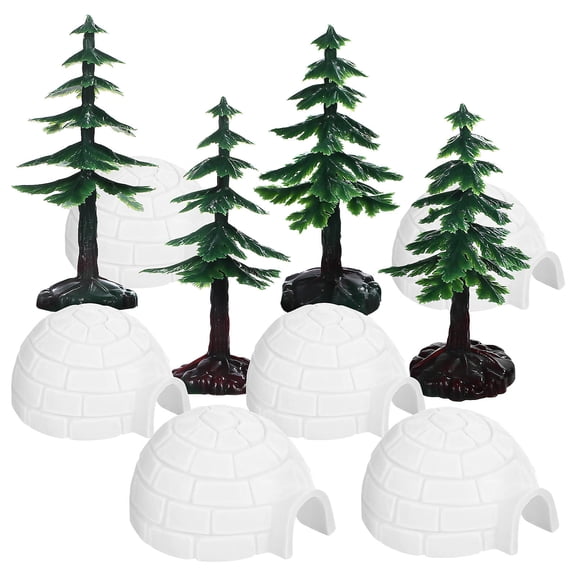 TINKSKY 1 Set Mini Snow Frost Trees Ice House Decoration Plastic Realistic Look Winter 1.7*1.5*0.9in