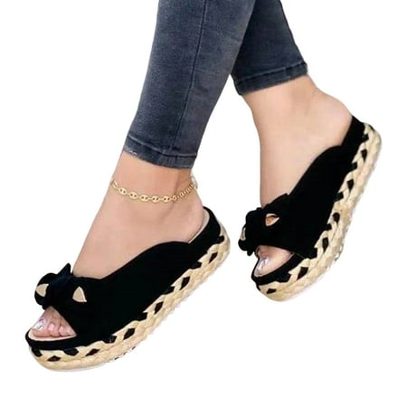 

Woman Summer Fashion Outdoor Bow Thick-soled Slippers