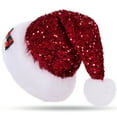 thumbnail image 3 of Sequin Santa Hat for Adults with Shiny Sequin and Fluffy Pompom, Party Hat for New Year Xmas Festival, 3 of 3