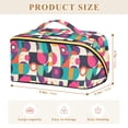 thumbnail image 4 of FORMRS Makeup Bag Travel Cosmetic Organizer for Women Fold Flat Zipper Pouch with Handle, Pink Geometric, 4 of 8