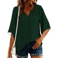 thumbnail image 6 of Craaazy Women's Relaxed Fit V Neck Blouse, Solid Color 3/4 Sleeve Tops, Comfy Casual Shirt for Spring & Summer Gifts, 6 of 8