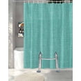 thumbnail image 3 of Split Shower Curtain for Transfer Bench, Vintage Teal Green Fabric Shower Curtains for Bathroom, Farmhouse Retro Solid Color Linen Texture Tub Sliding Transfer Bench Waterproof Bath Curtains 72"x78", 3 of 9