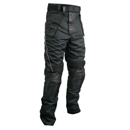 - Xelement CF2131 Mens Black Tri-Tex/Leather Motorcycle Racing Pants