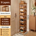 thumbnail image 2 of 9 Tier Bamboo Shoe Rack, Tall Vertical Shoe Storage Organizer for Entryway, Closet and Apartment, Holds Up to 9 Pairs, 2 of 8