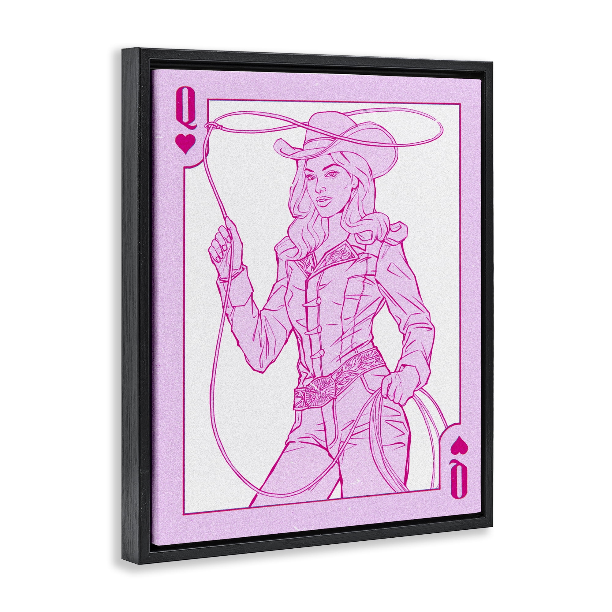 Stupell Industries Cowgirl Queen of Hearts Black Framed Floater Canvas Wall Art, design by Ziwei Li