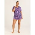 thumbnail image 4 of Joyspun Women’s Notch Collar Top and Shorts Pajama Set with Piping, 2-Piece, Sizes XS-3X, 4 of 7