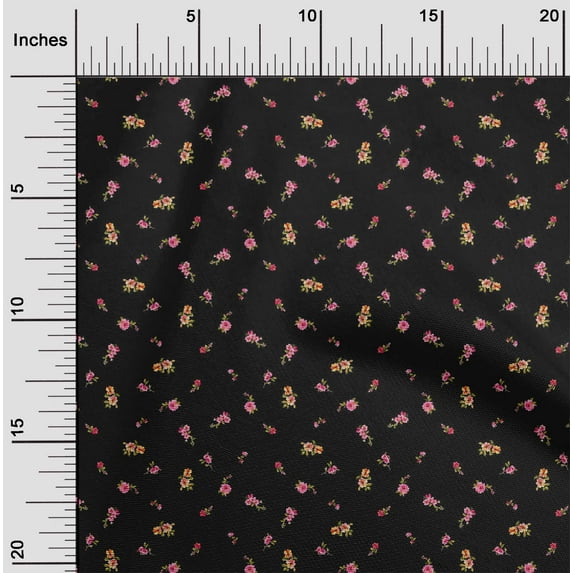 oneOone Organic Cotton Voile Fabric Leaves & Flower Floral Printed Craft Fabric BTY 42 Inch Wide
