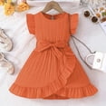 thumbnail image 2 of Toddler Flower Girl Dress Summer Sleeveless Tutu Dresses for Girls Knee-Length Dresses 3-7 Years Orange 4-5 Years, 2 of 6