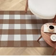 thumbnail image 2 of KOZYFLY Buffalo Plaid Area Rugs 27.5x43 Inches Coffee and White Checkered Rug Washable Front Door Mat Hand Woven Cotton Outdoor Rug Small Rug for Front Porch Kitchen Entryway Patio Bathroom, 2 of 16