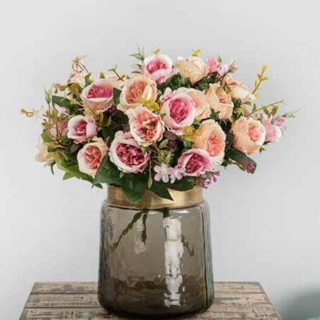 European Bouquet - Simulation flower European style bouquet of Maria Rose fake flower wedding layout Amazon home shopping mall potted ornaments Light