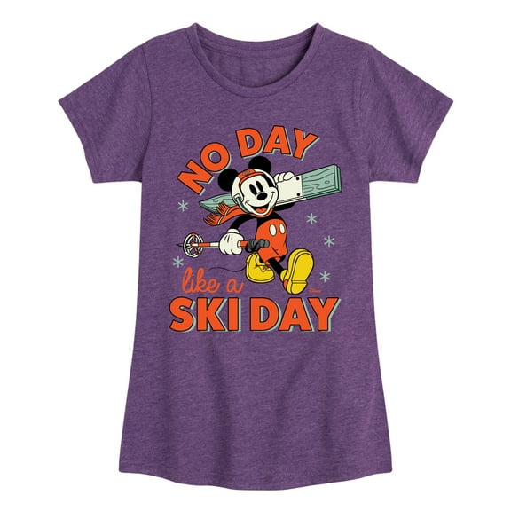 Disney - No Day Like A Ski Day - Toddler & Youth Girls Short Sleeve Graphic T-Shirt