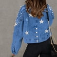 thumbnail image 6 of Fayshow0 Clearance under $10 Women'S Stretch Denim Jacket Women's Jean Jacket Frayed Washed Button Denim Jacket With Pockets,Blue L, 6 of 8