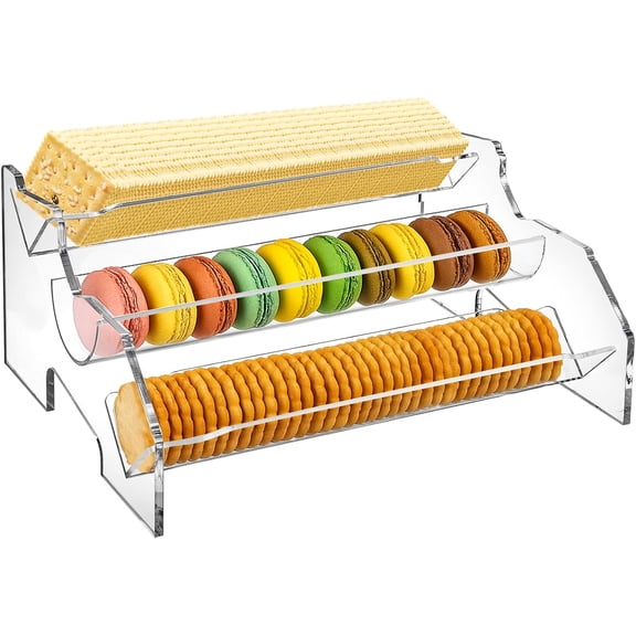 3 Tier Acrylic Cracker Trays for Serving, Clear Macaron Display Tray, 11 Inch Biscuit Cracker Holder Stand for Wedding Home Party Events
