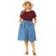 thumbnail image 3 of Women's Plus Size Tops Lace Panel Elegant Work Short Sleeve Top Wine Red 1X, 3 of 7
