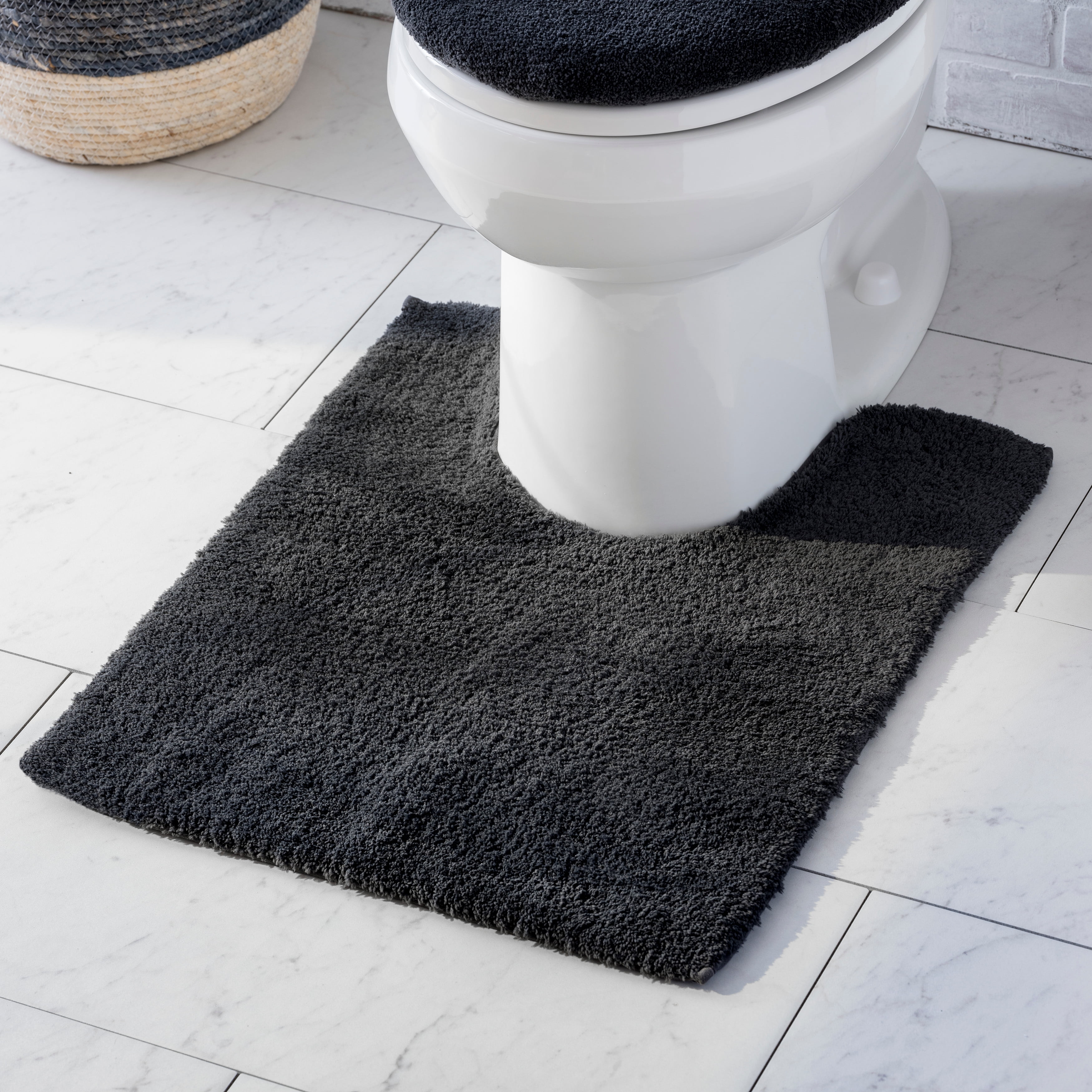 Better Homes & Gardens Ultra Soft Polyester Bath Rug, Contour, Grey