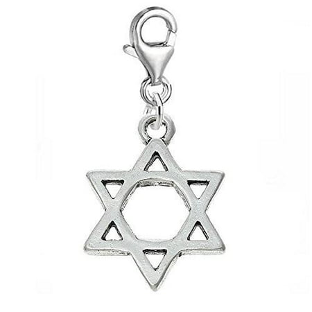 - Jewish Star of David Clip on Pendant for European Charm Jewelry w/ Lobster Clasp