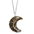 thumbnail image 1 of Collar de luna con piedras preciosas naturales de cuarzo envuelto en alambre, cristal de brujería Reiki H, 1 of 5